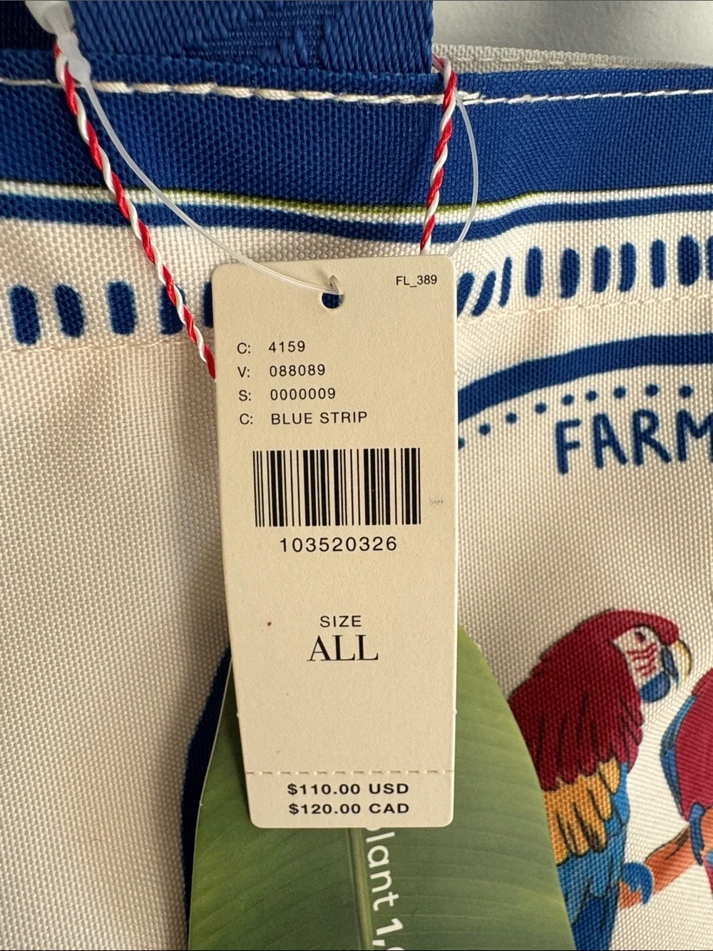 Anthropologie Farm rio Tropical destiny Beach Bag NWT $110